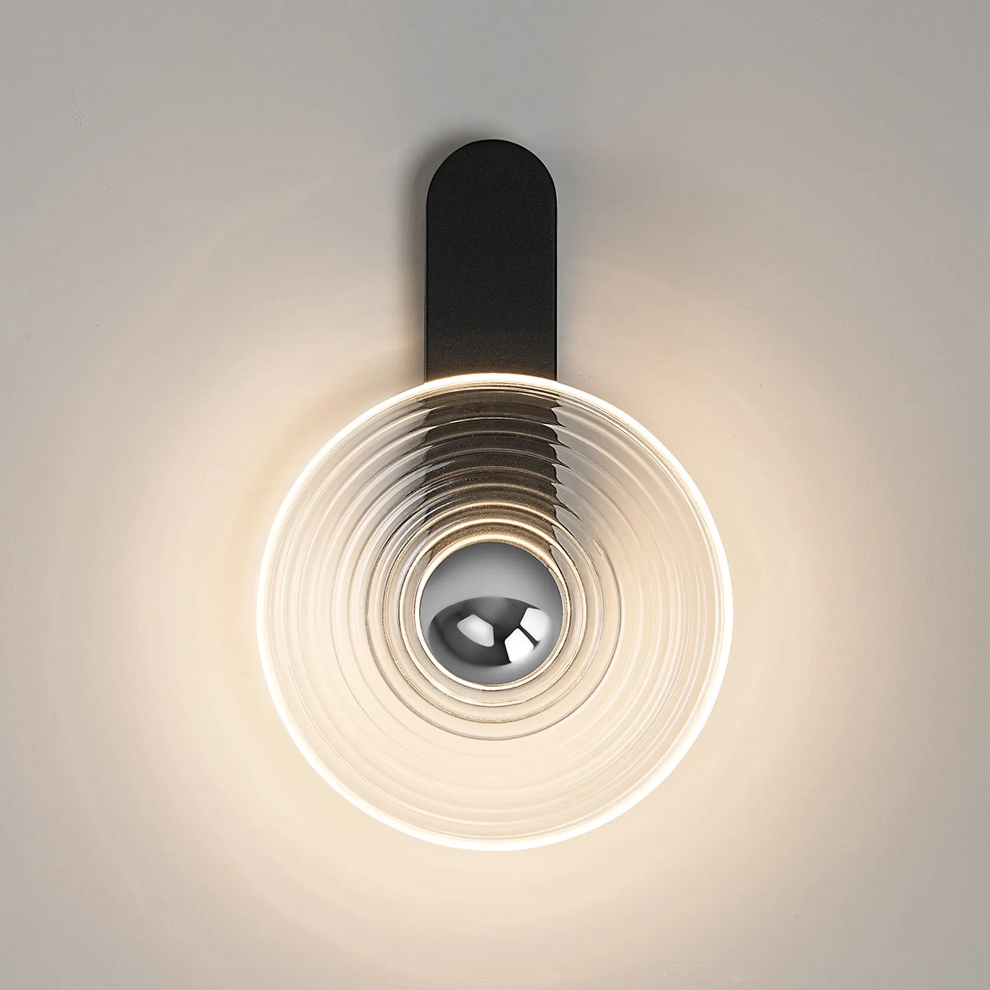 Milton Wall Lamp - Satin Black & Clear & Chrome