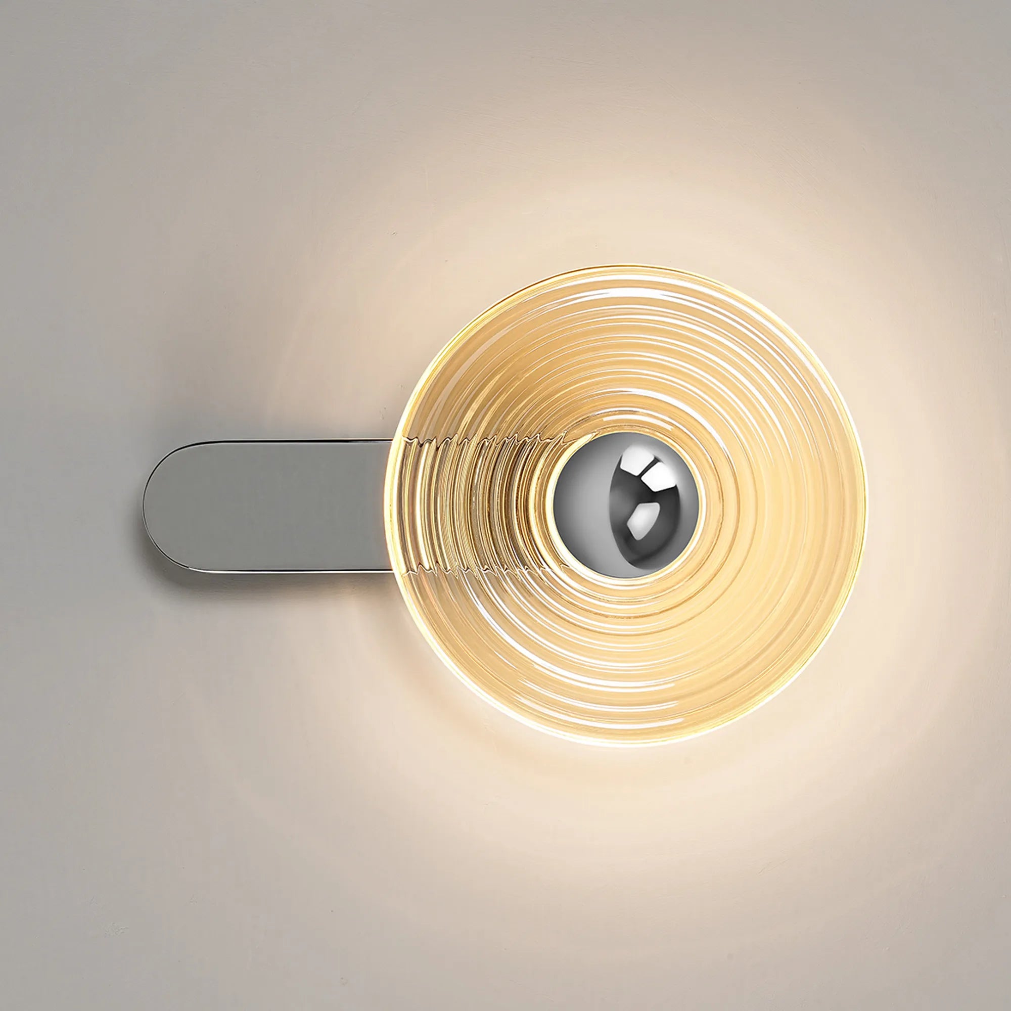 Milton Wall Lamp - Chrome & Amber