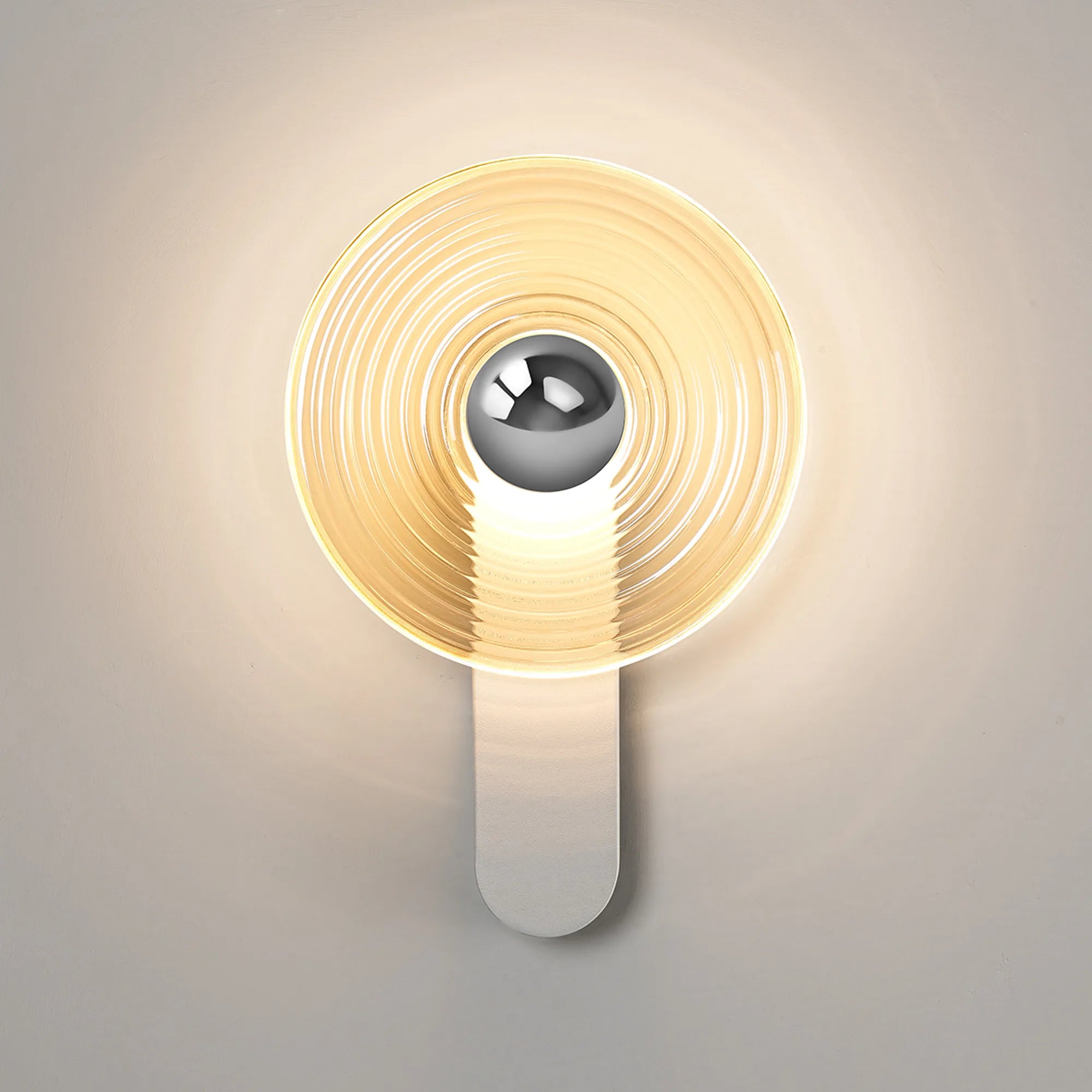 Milton Wall Lamp - Satin White & Amber & Chrome
