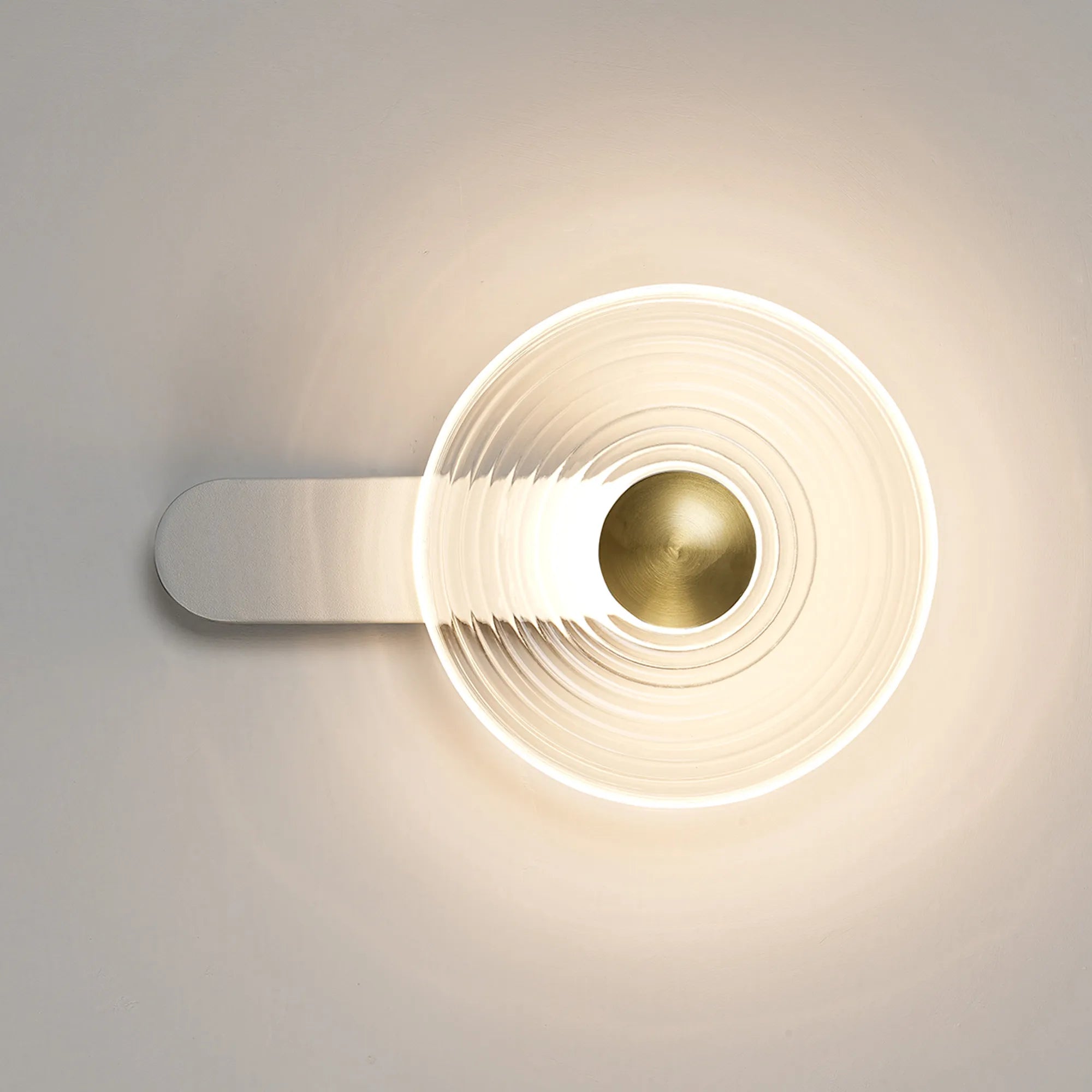 Milton Wall Lamp - Satin White & Clear & Brass,