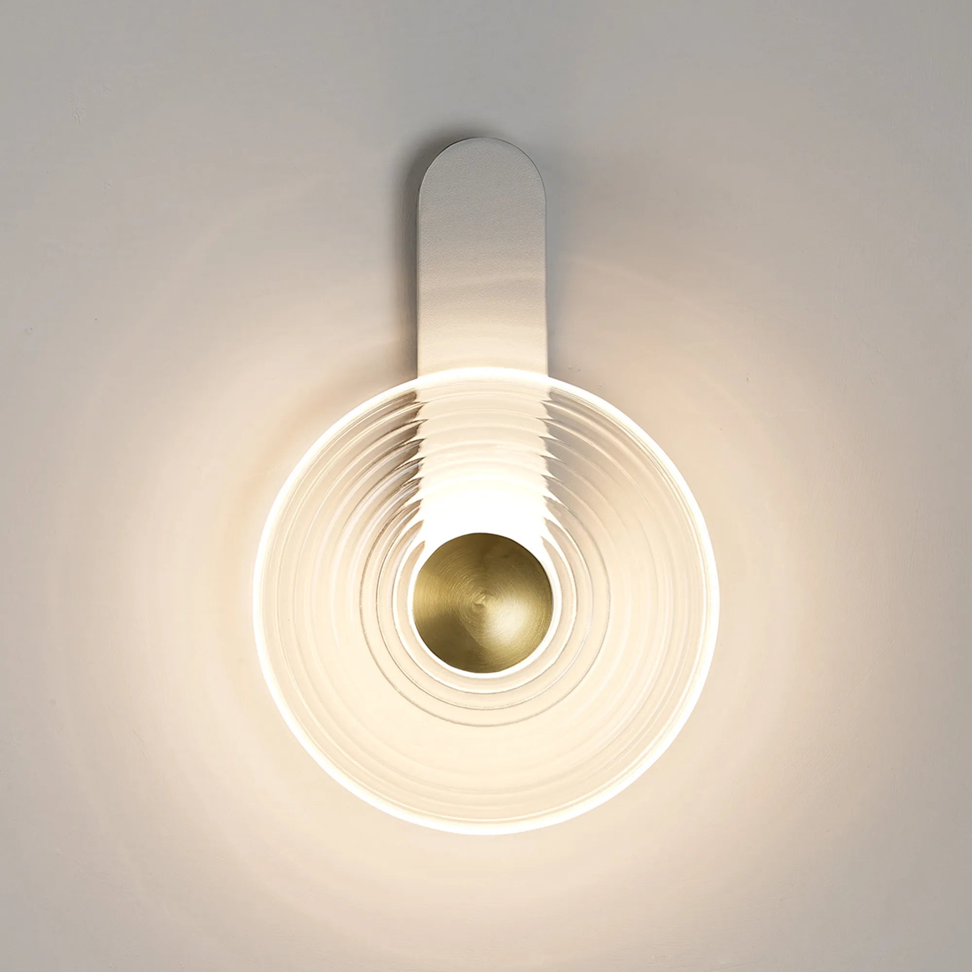Milton Wall Lamp - Satin White & Clear & Brass,