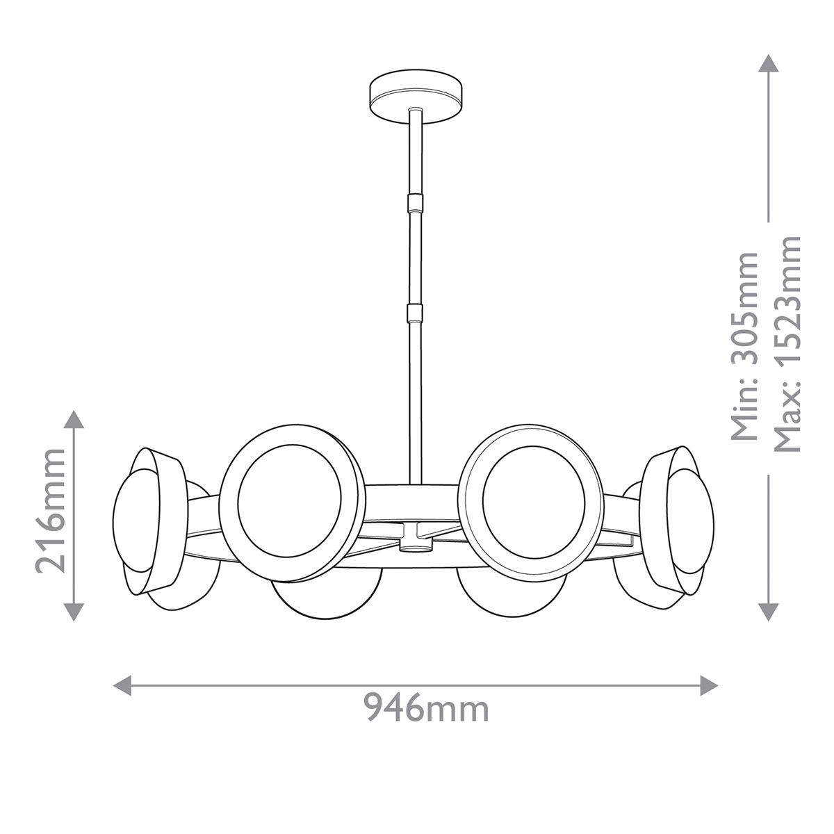 Quintiesse Alonso 8 Light LED Chandelier Pendant - Urban Bronze