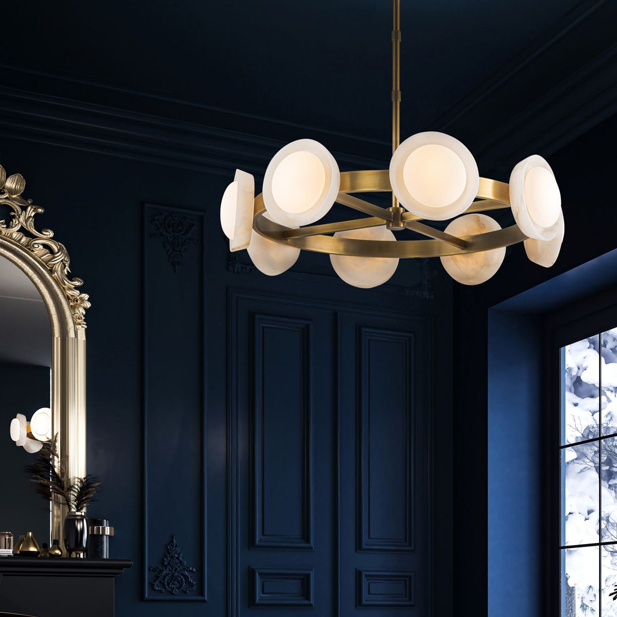 Quintiesse Alonso 8 Light LED Chandelier Pendant - Vintage Brass