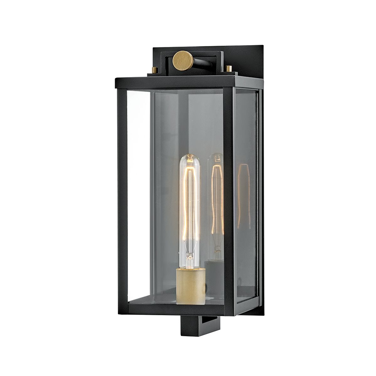 Quintiesse Catalina 1 Light Medium Wall Lantern - Black with Burnished Bronze accents