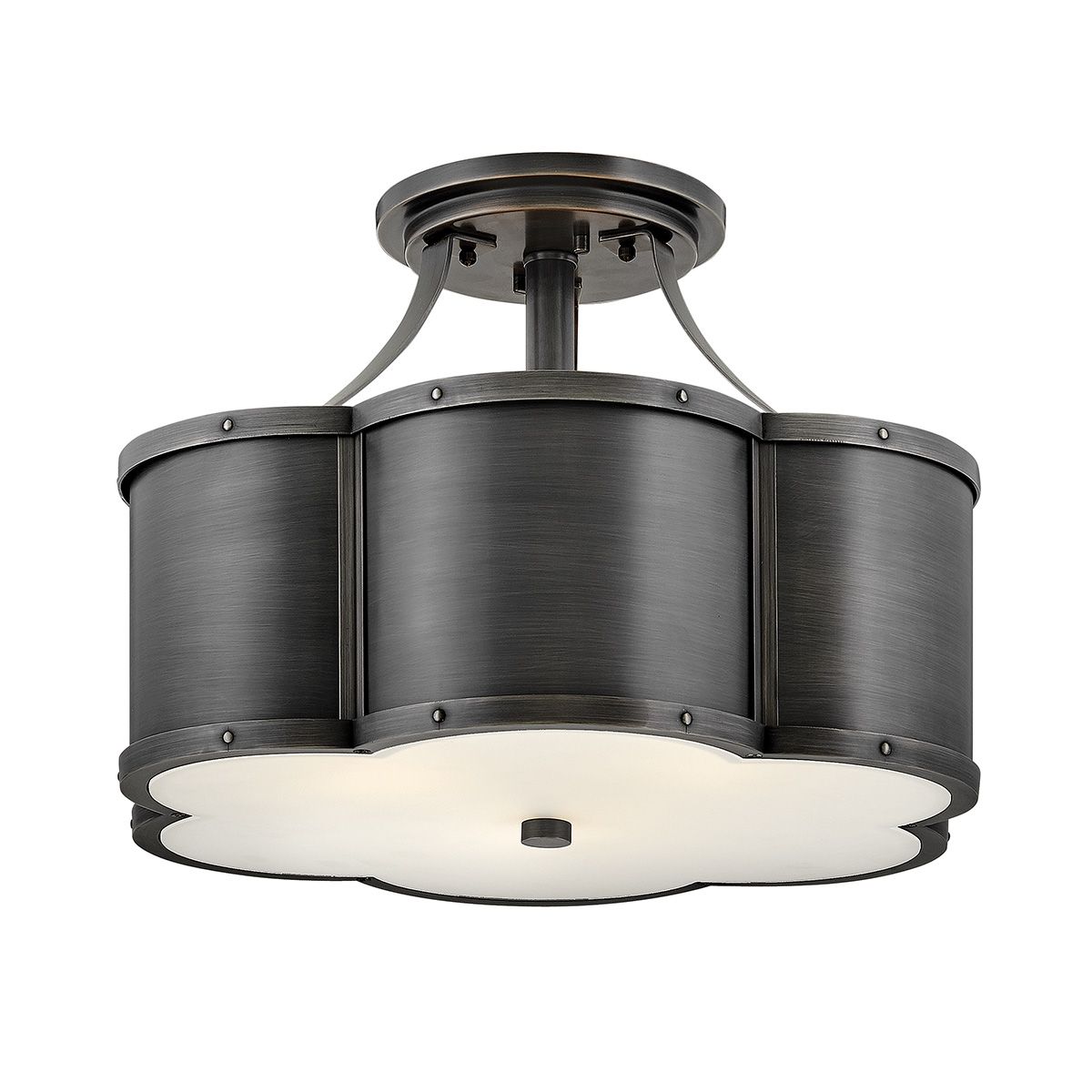 Quintiesse Chance 3 Light Medium Semi-Flush - Blackened Brass