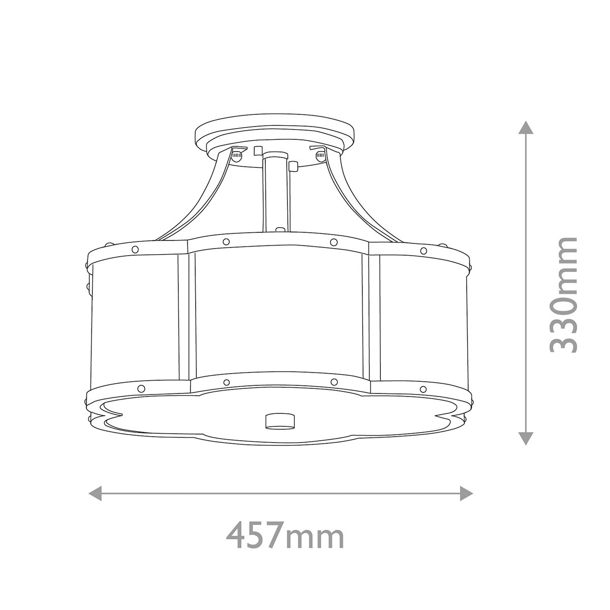Quintiesse Chance 3 Light Medium Semi-Flush - Heritage Brass
