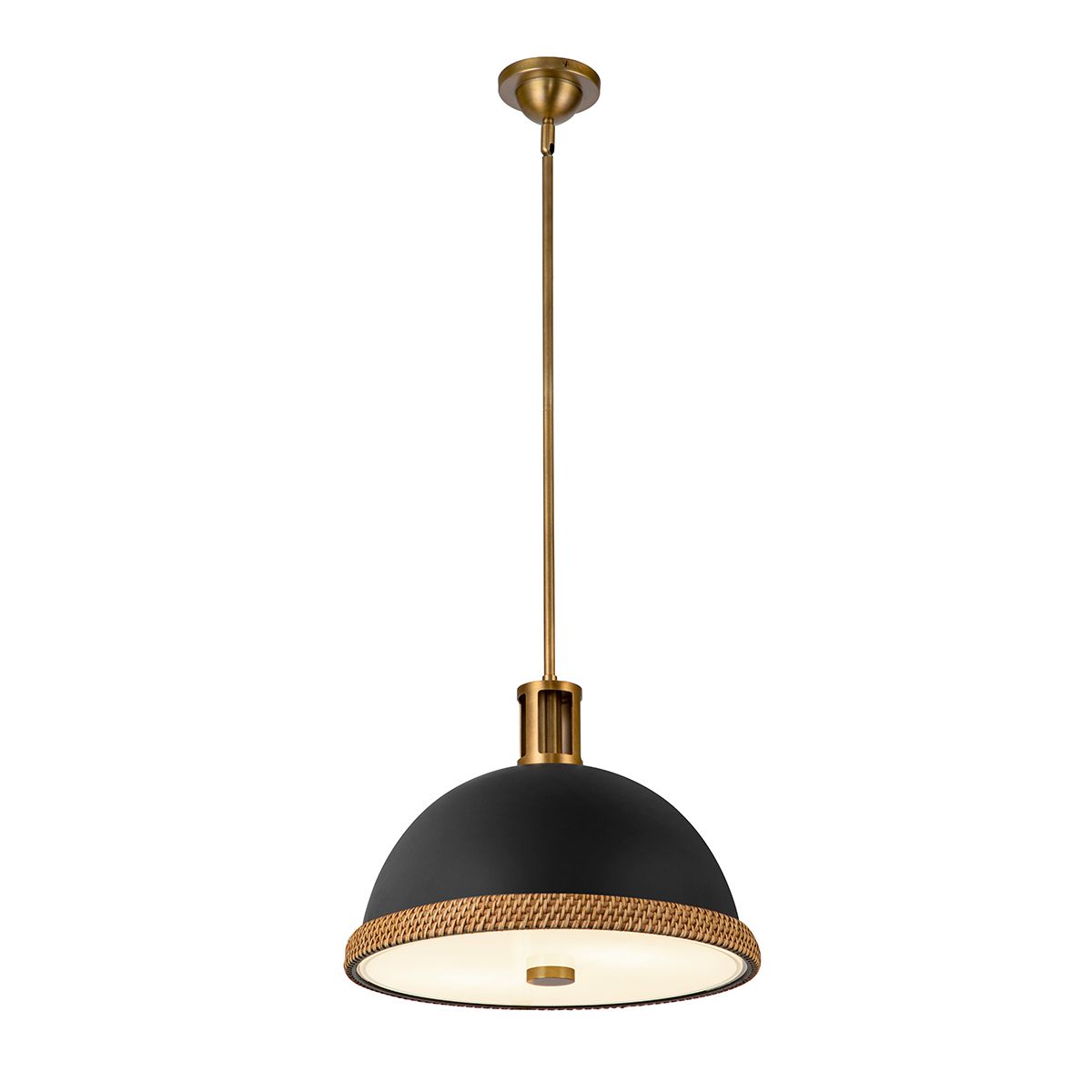 Quintiesse Doral 2 Light Pendant - Matte Black & Vintage Brass