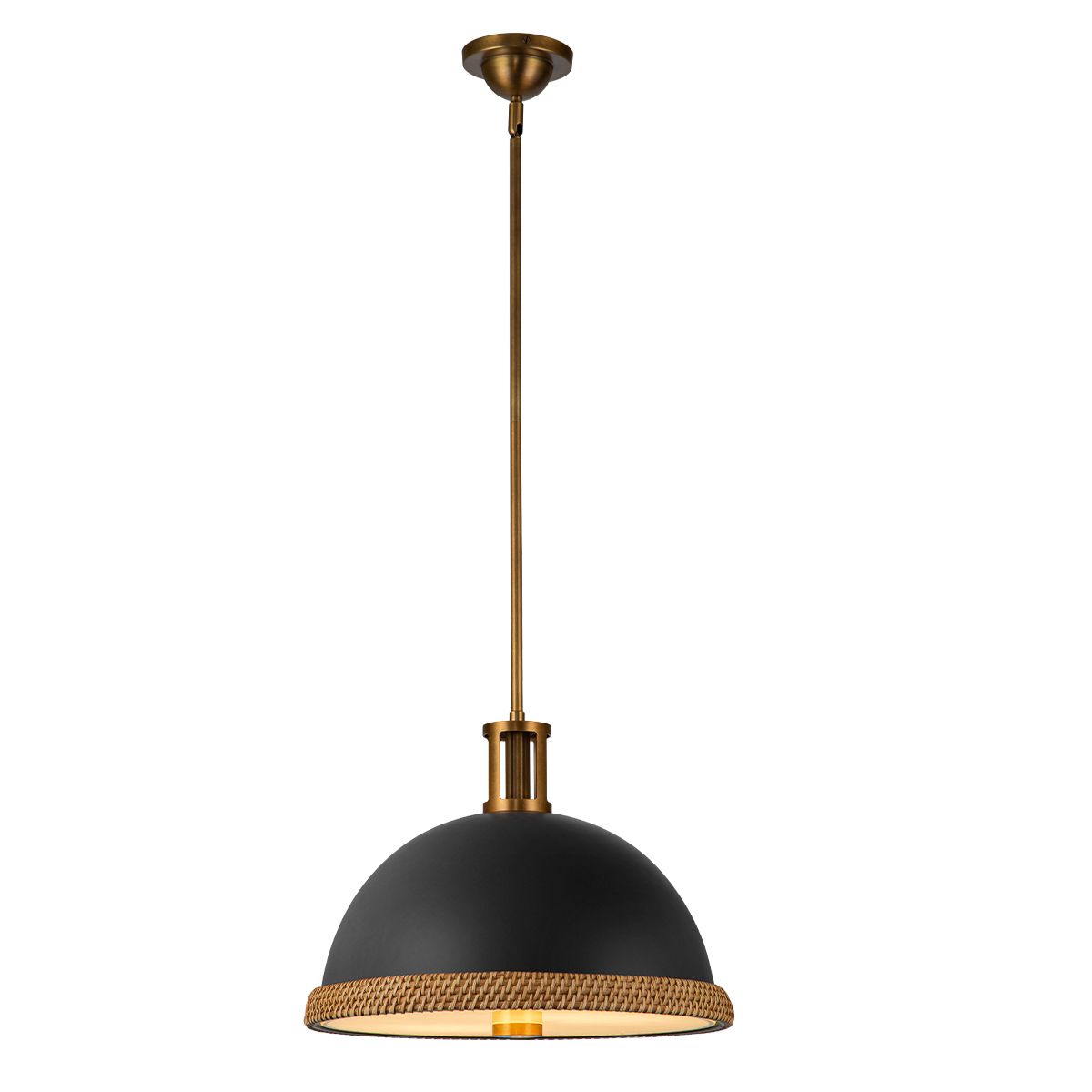 Quintiesse Doral 2 Light Pendant - Matte Black & Vintage Brass