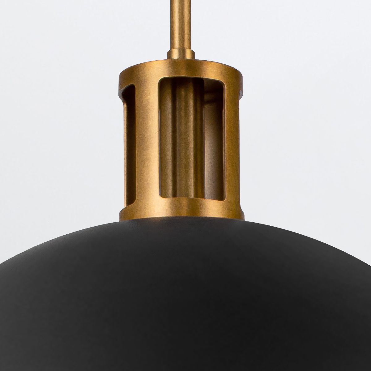 Quintiesse Doral 2 Light Pendant - Matte Black & Vintage Brass