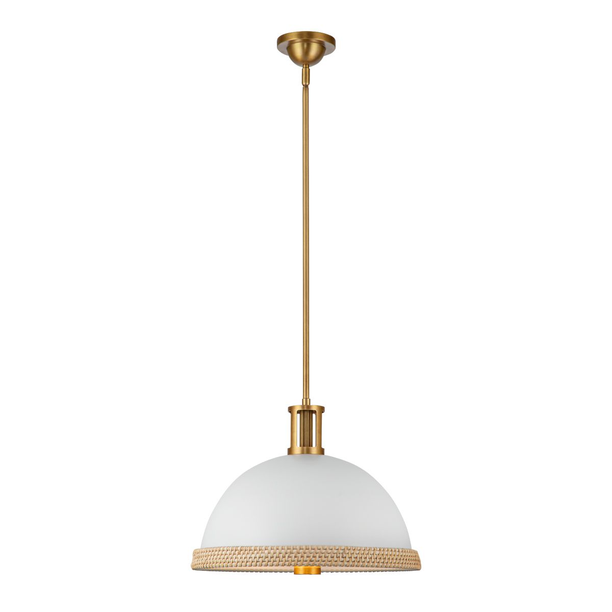 Quintiesse Doral 2 Light Pendant - Matte White & Vintage Brass