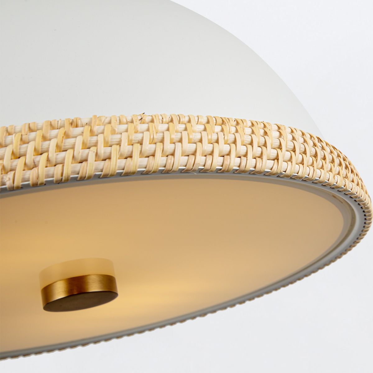 Quintiesse Doral 2 Light Pendant - Matte White & Vintage Brass