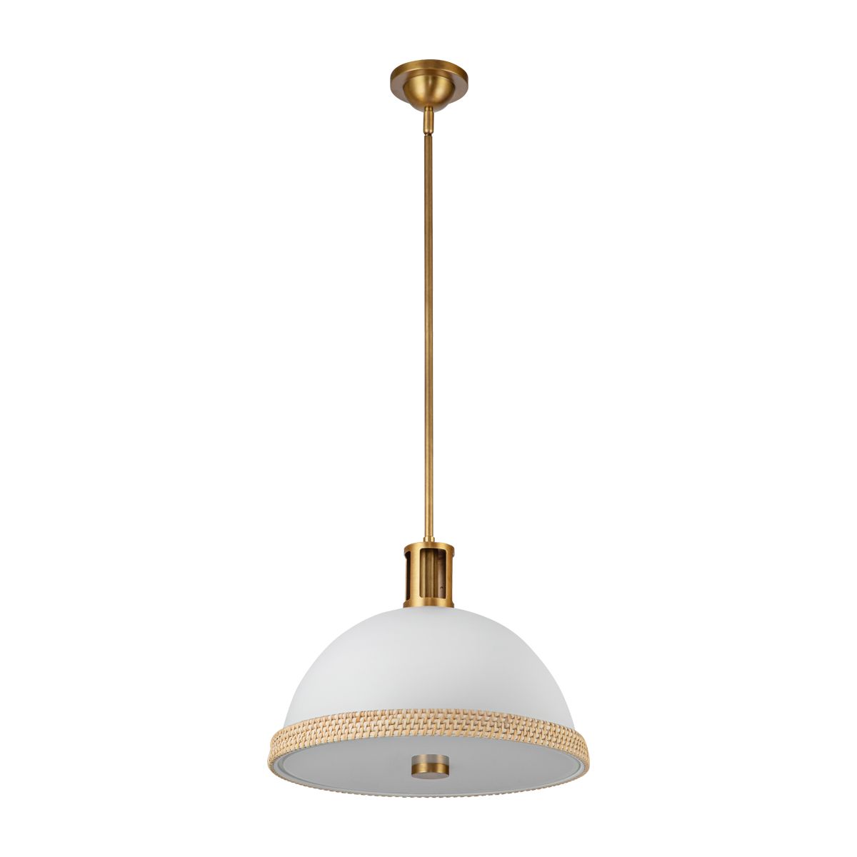 Quintiesse Doral 2 Light Pendant - Matte White & Vintage Brass