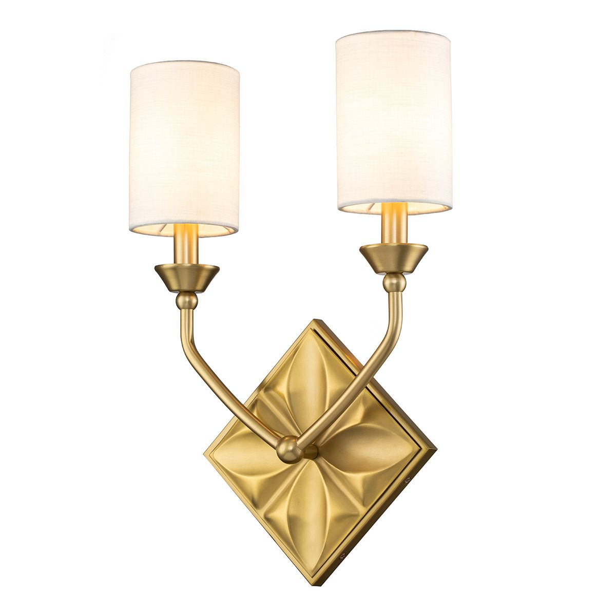 Quintiesse Epsilon 2 Light Wall Light - Aged Brass
