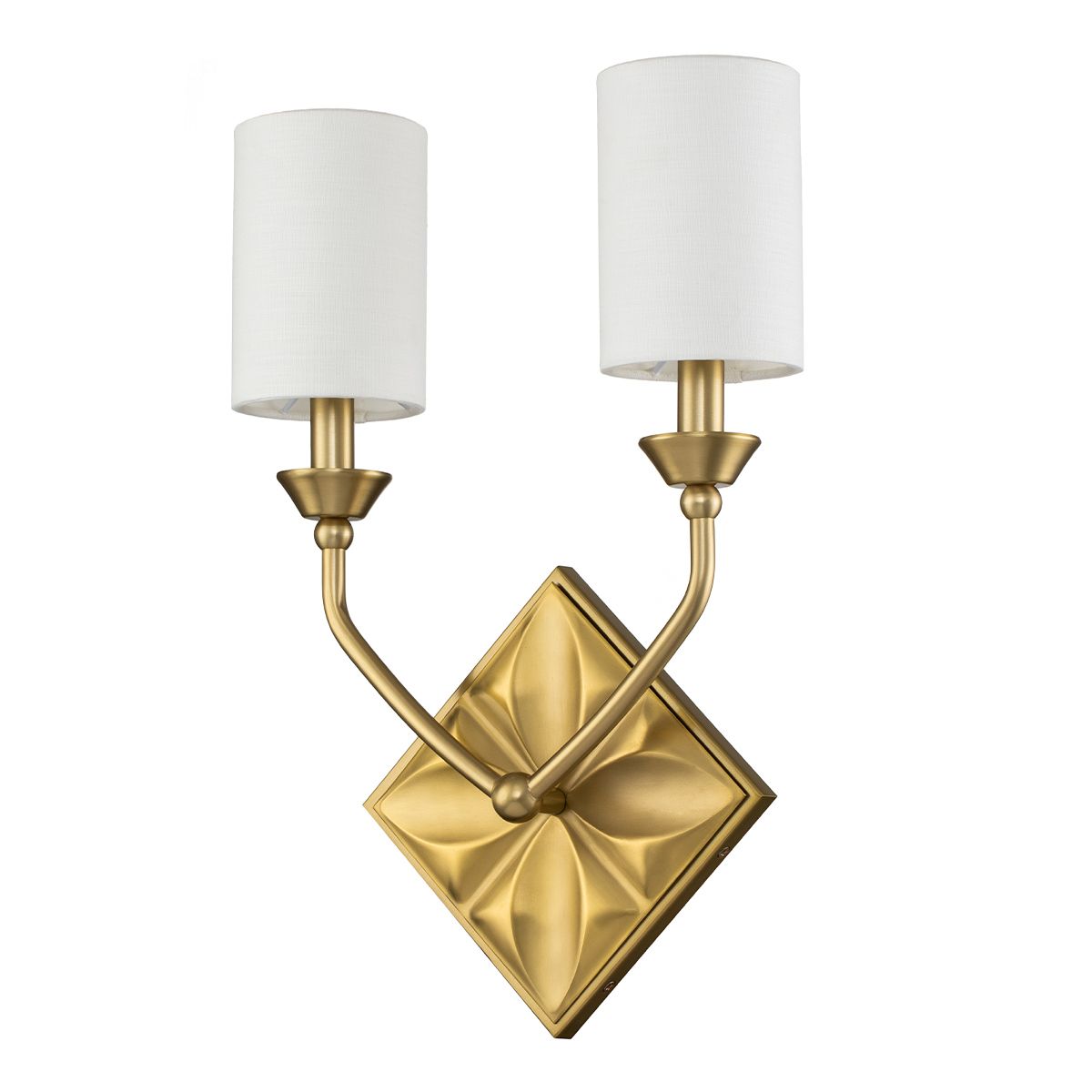 Quintiesse Epsilon 2 Light Wall Light - Aged Brass