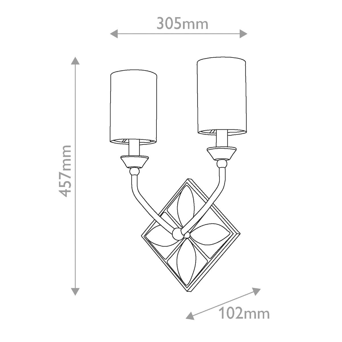 Quintiesse Epsilon 2 Light Wall Light - Aged Brass