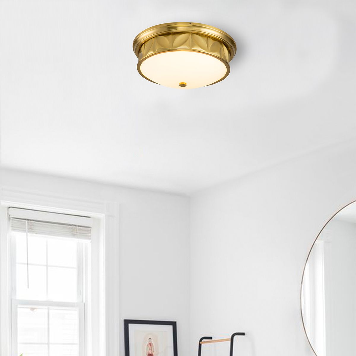 Quintiesse Epsilon 3 Light Ceiling Flush - Aged Brass