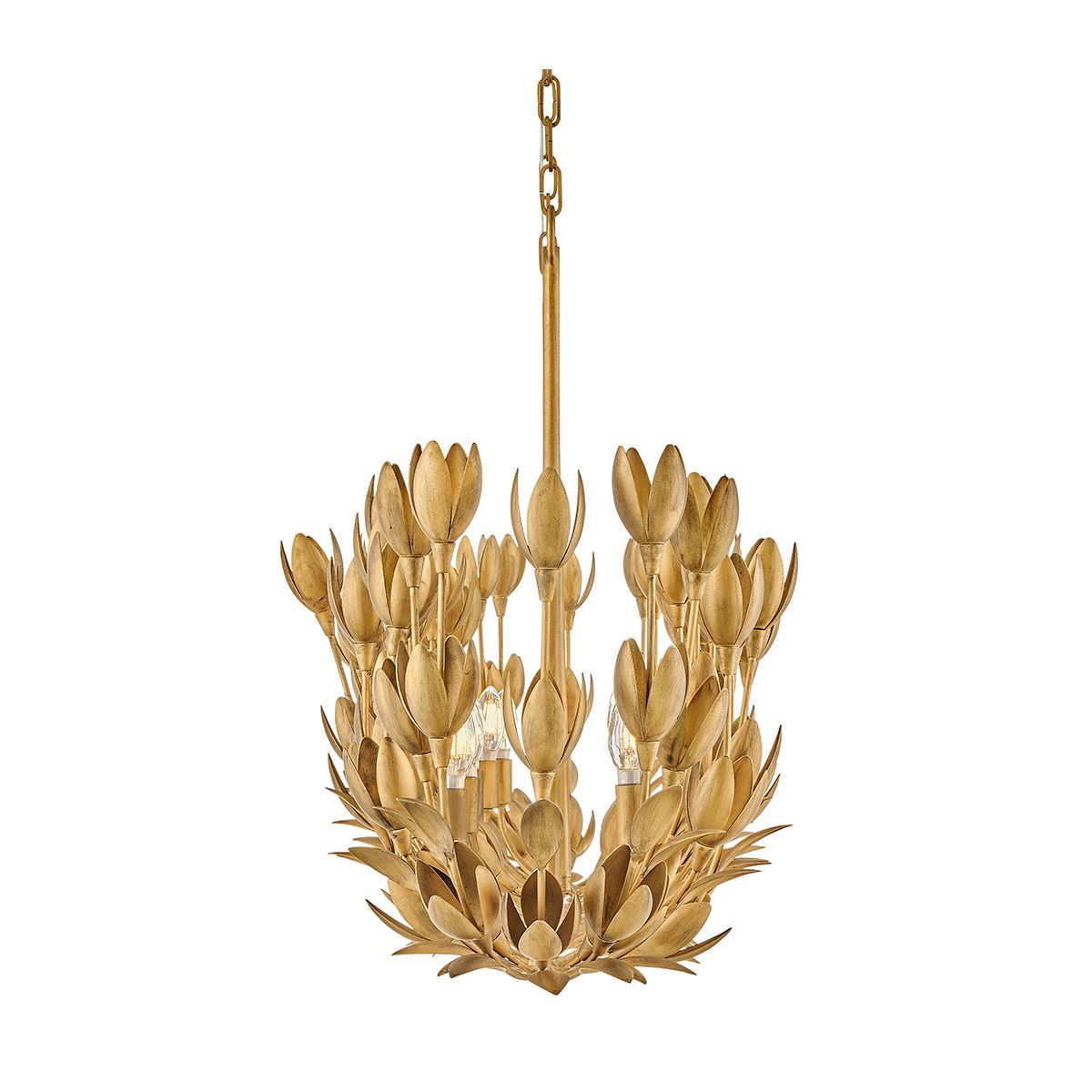 Quintiesse Flora0 10 Light Linear Chandelier - Burnished Gold