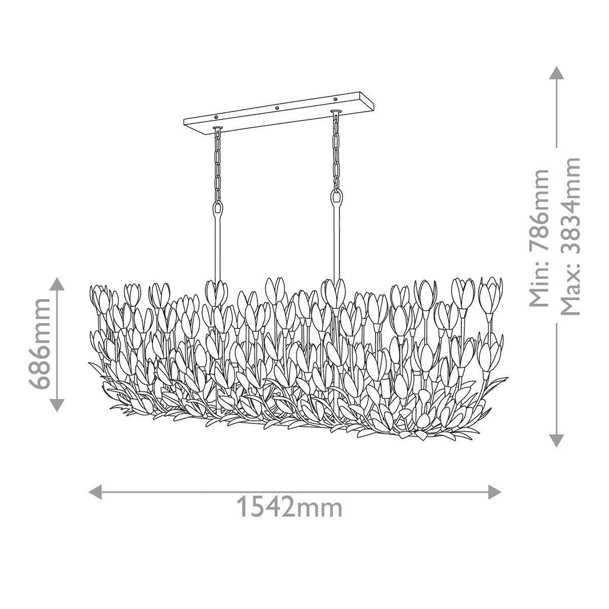 Quintiesse Flora0 10 Light Linear Chandelier - Burnished Gold