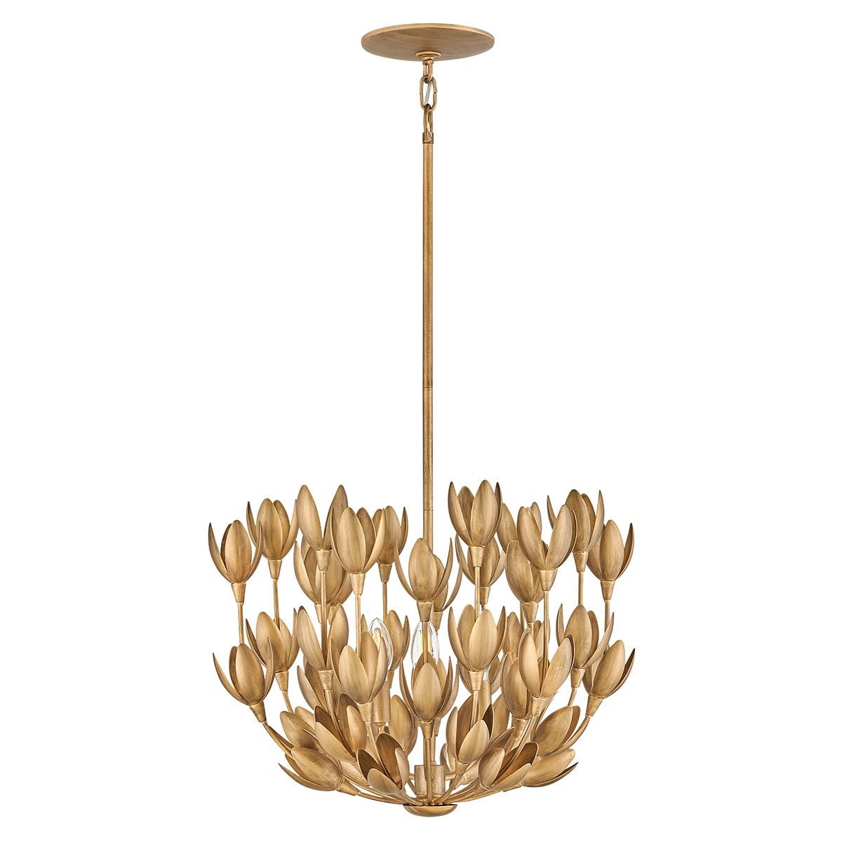 Quintiesse Flora 3 Light Duo-Mount Pendant - Burnished Gold