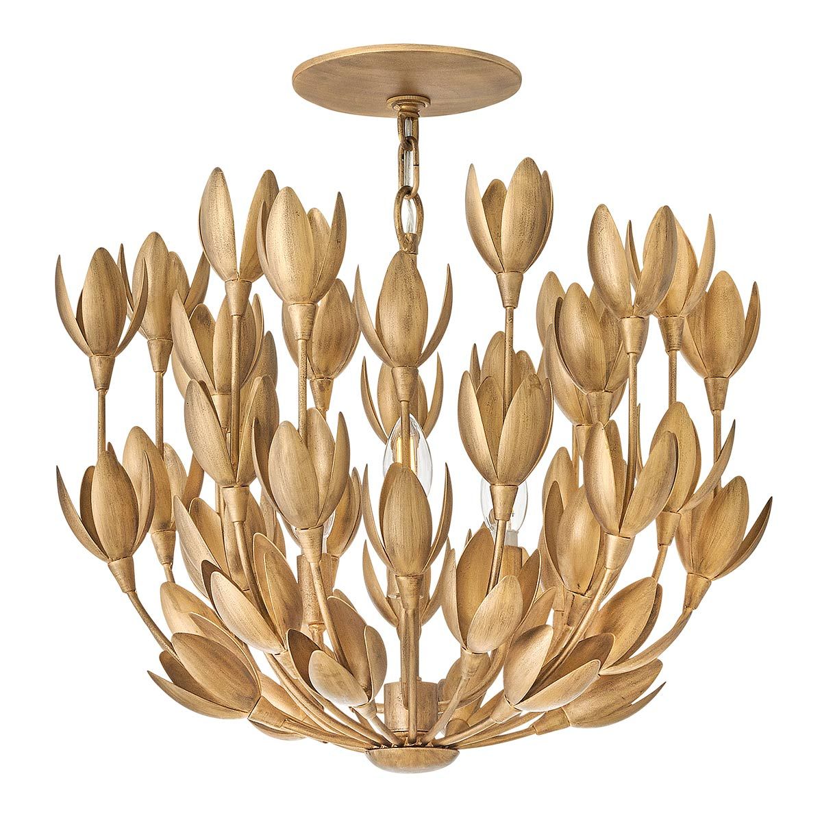 Quintiesse Flora 3 Light Duo-Mount Pendant - Burnished Gold