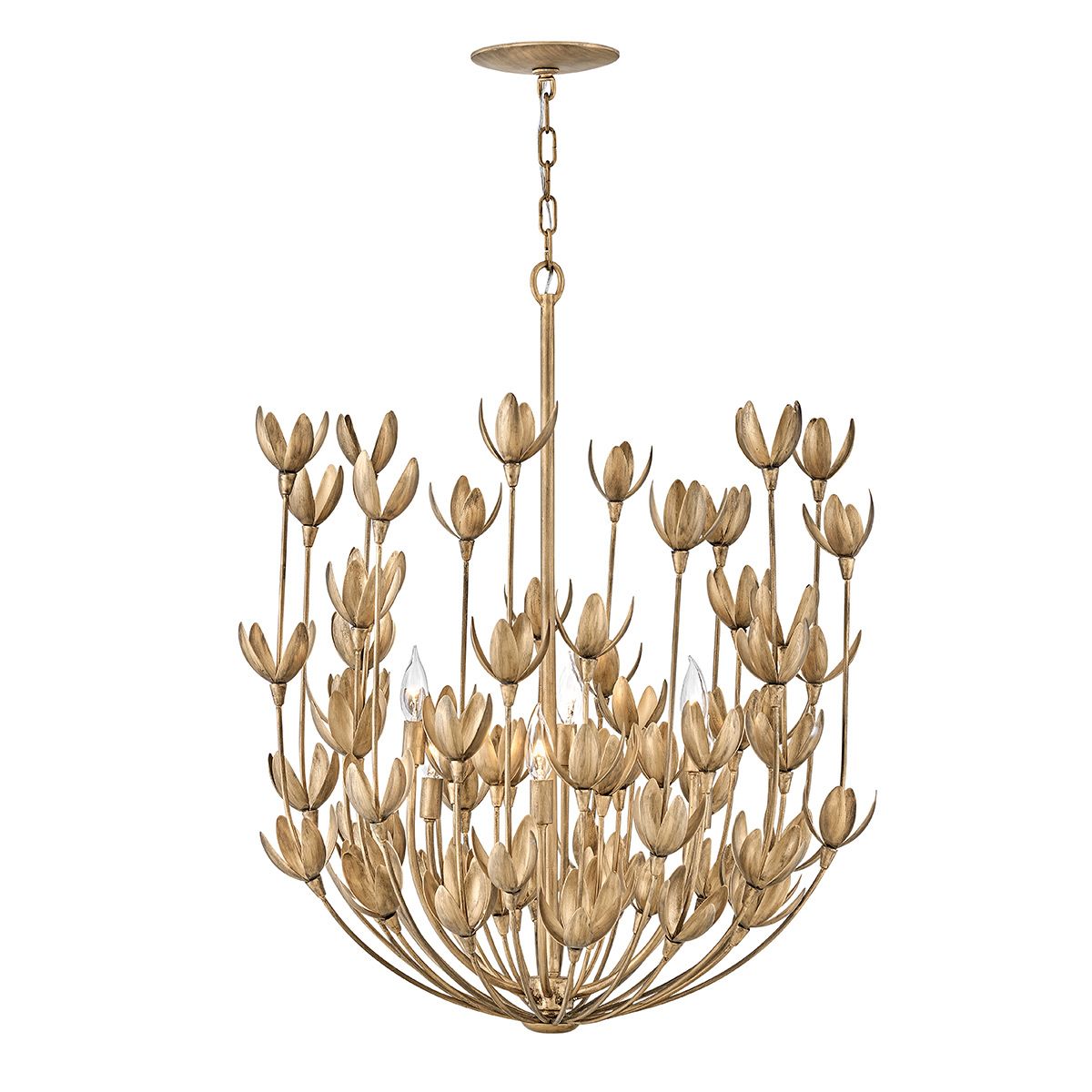 Quintiesse Flora 6 Light Chandelier - Burnished Gold