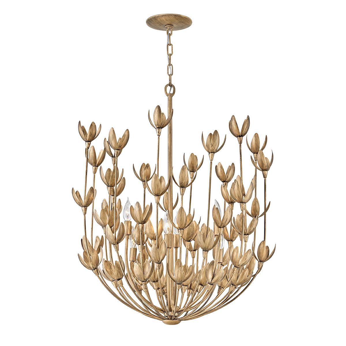Quintiesse Flora 6 Light Chandelier - Burnished Gold