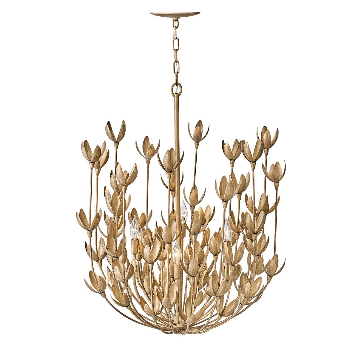 Quintiesse Flora 6 Light Chandelier - Burnished Gold