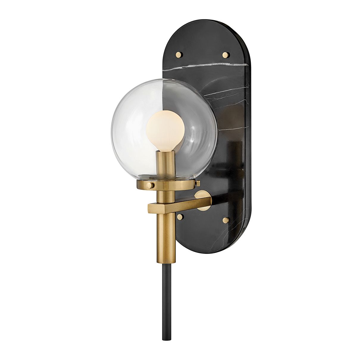 Quintiesse Gilda 1 Light Wall Light - Black with Heritage Brass accents