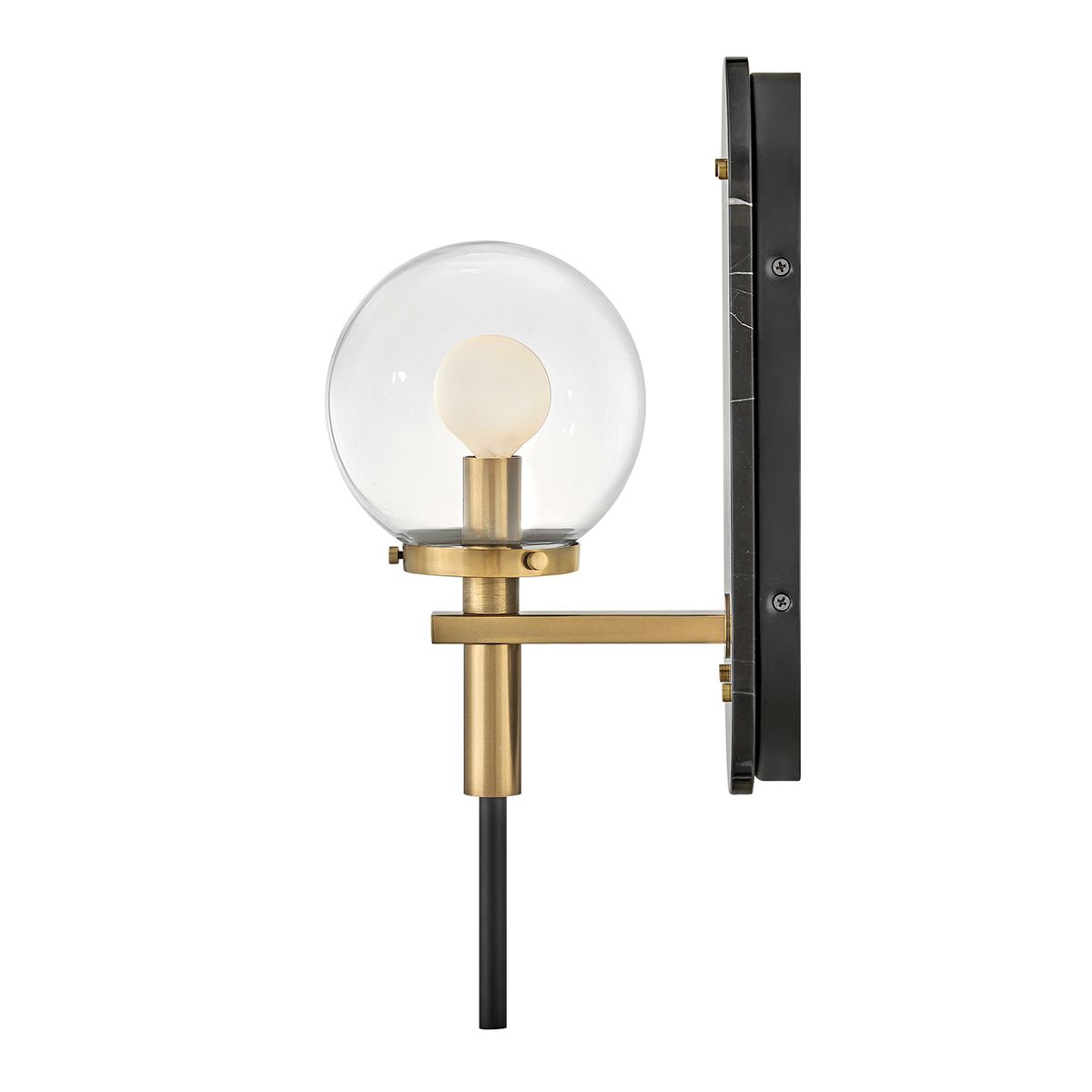 Quintiesse Gilda 1 Light Wall Light - Black with Heritage Brass accents