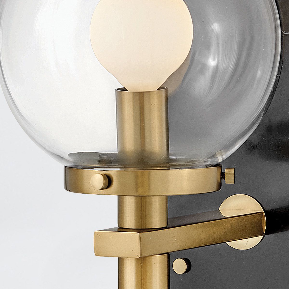 Quintiesse Gilda 1 Light Wall Light - Black with Heritage Brass accents
