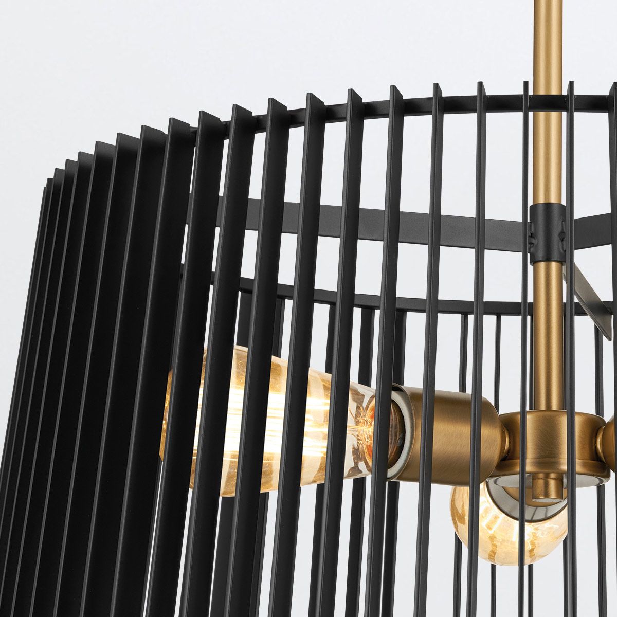 Quintiesse Linara 3 Light Pendant - Black & Natural Brass