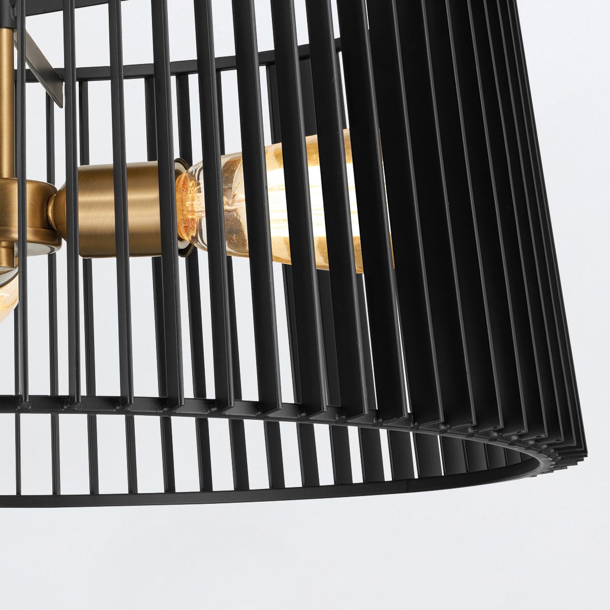 Quintiesse Linara 3 Light Pendant - Black & Natural Brass