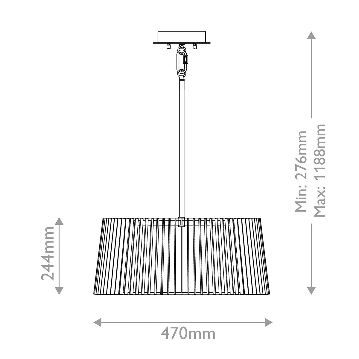 Quintiesse Linara 3 Light Pendant - Black & Natural Brass