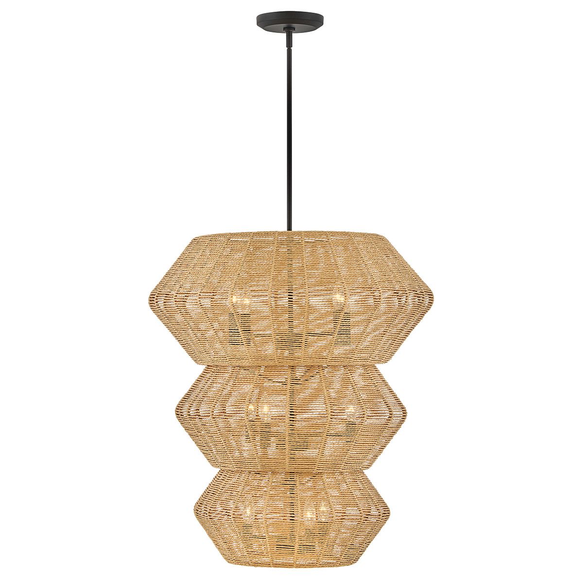 Quintiesse Luca 10 Light Multi Tier Chandelier - Black & Camel