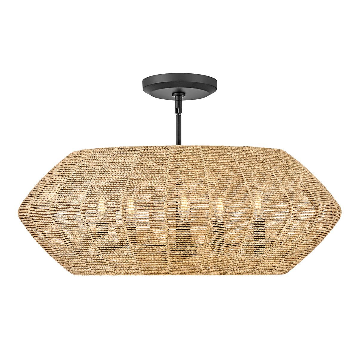 Quintiesse Luca 5 Light Duo-Mount Pendant - Black & Camel