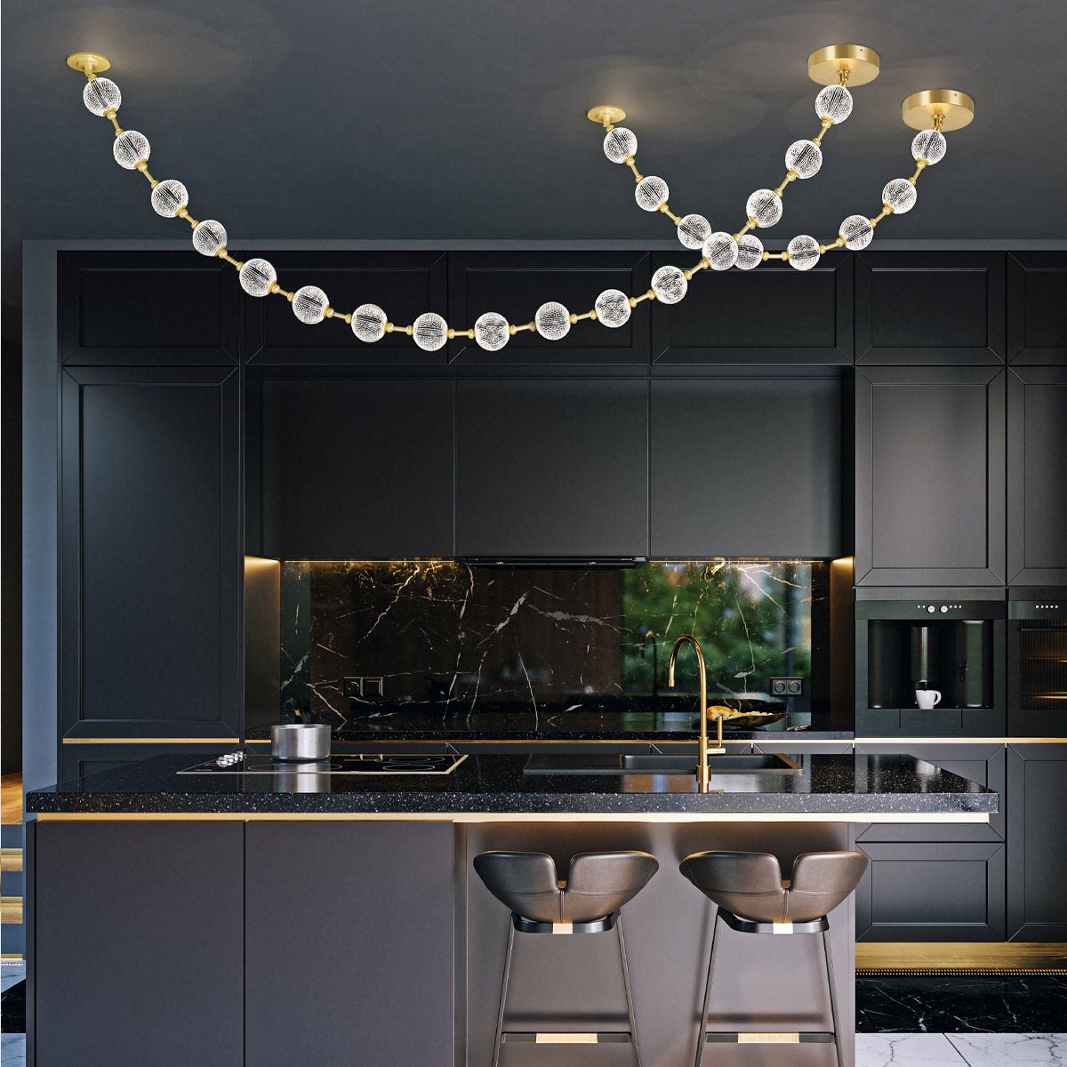 Quintiesse Marni 16 Head LED Pendant - Natural Brass
