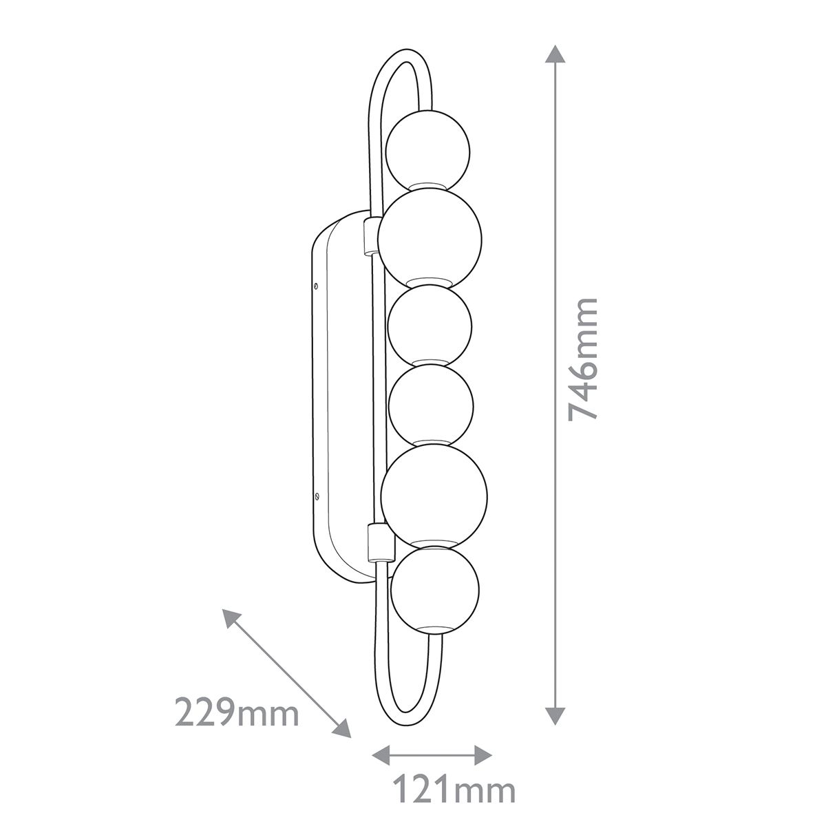 Quintiesse Marni 6 Head LED Wall Light - Natural Brass