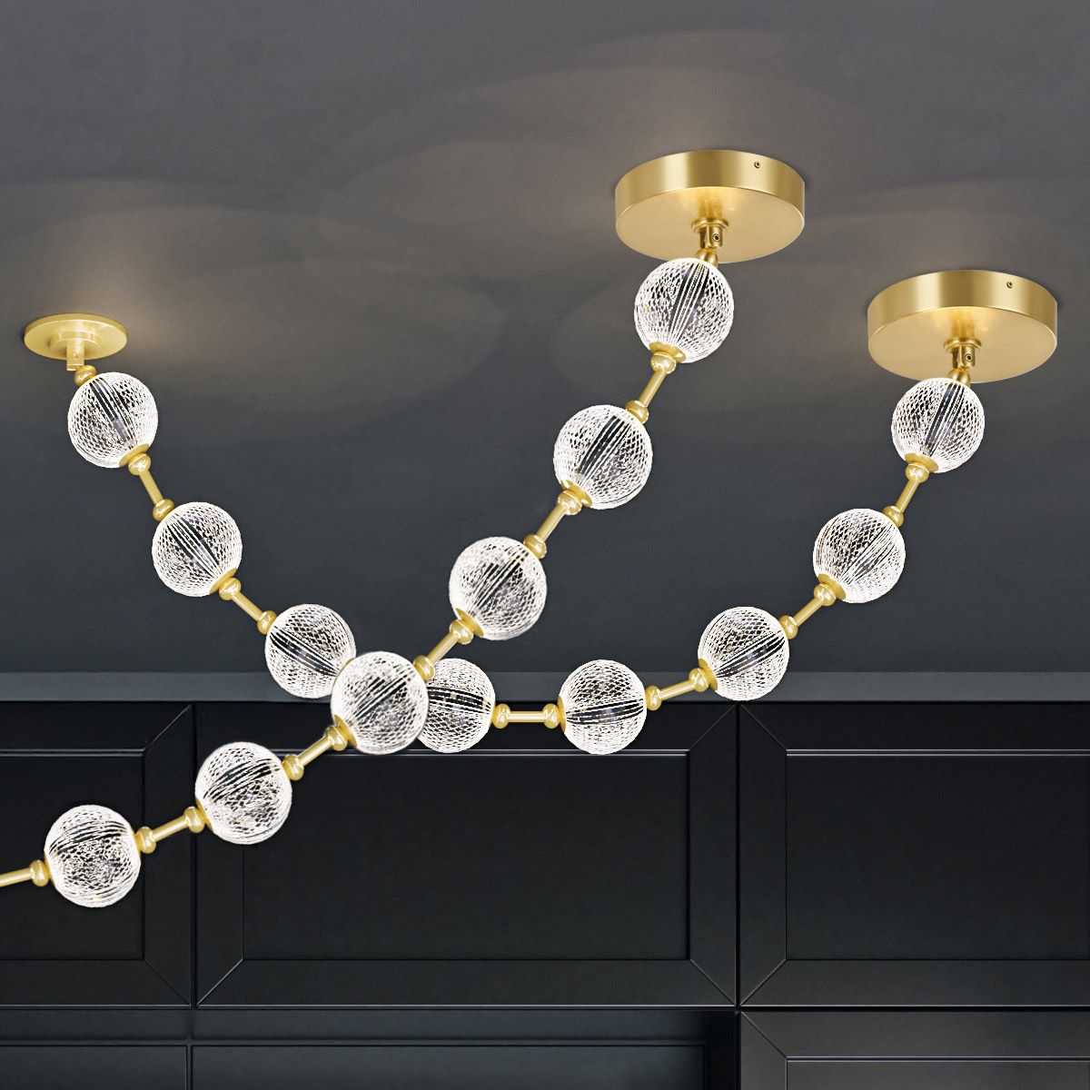 Quintiesse Marni 8 Head LED Pendant - Natural Brass