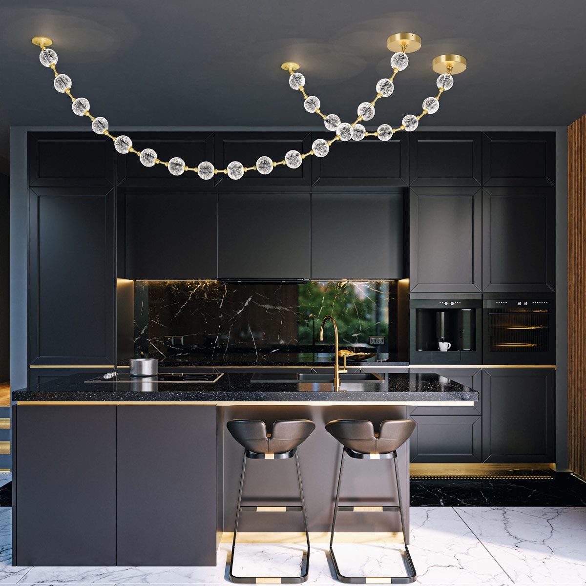 Quintiesse Marni 8 Head LED Pendant - Natural Brass