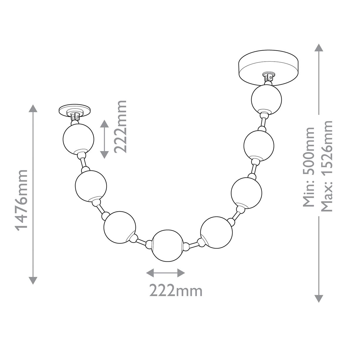 Quintiesse Marni 8 Head LED Pendant - Natural Brass