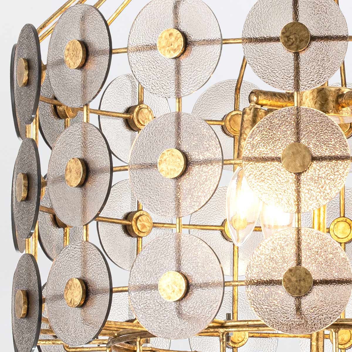Quintiesse Meridian 9 Light Pendant - Distressed Gold & Smoked Glass