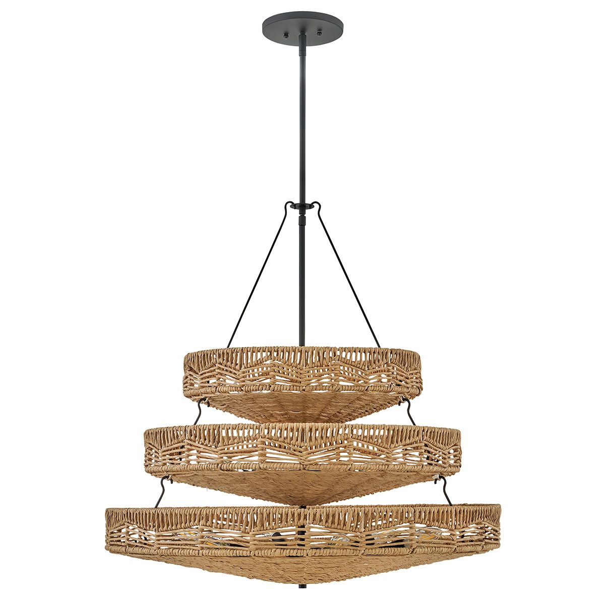 Quintiesse Ophelia 13 Light Multi Tier Chandelier - Black & Camel