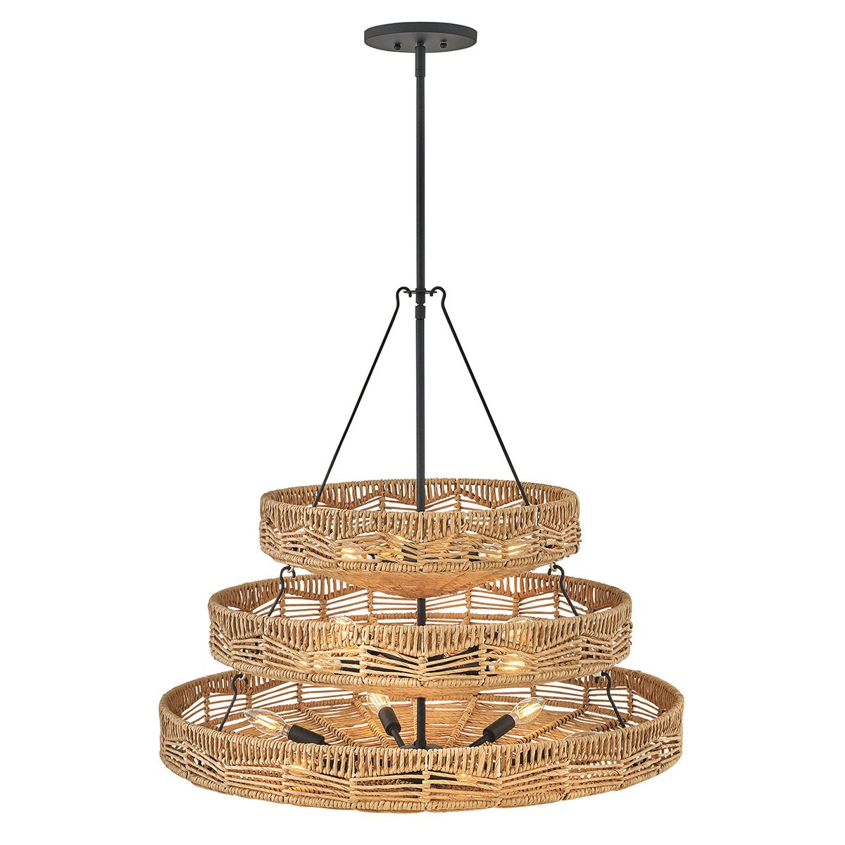 Quintiesse Ophelia 13 Light Multi Tier Chandelier - Black & Camel