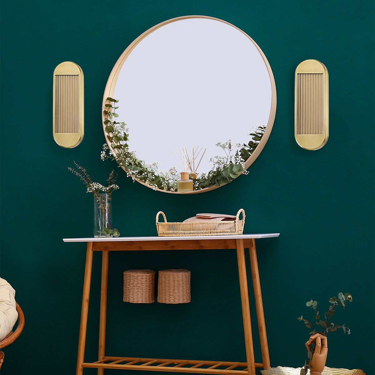 Quintiesse Palais Medium LED Wall Light - Vintage Brass