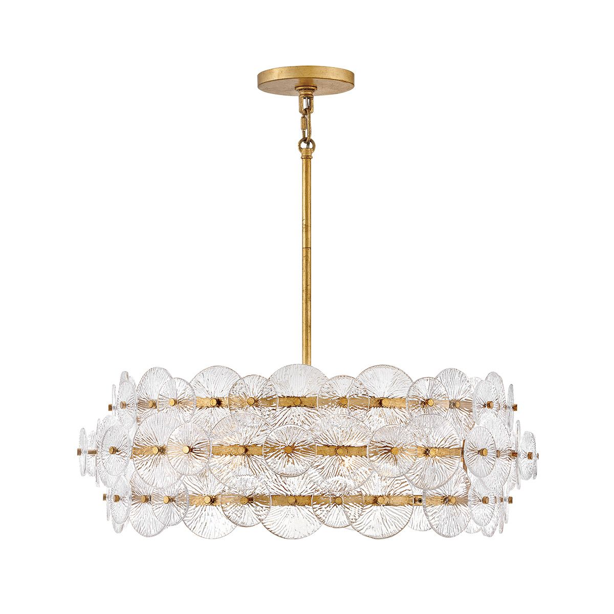 Quintiesse Rene 6 Light Drum Chandelier - Distressed Brass