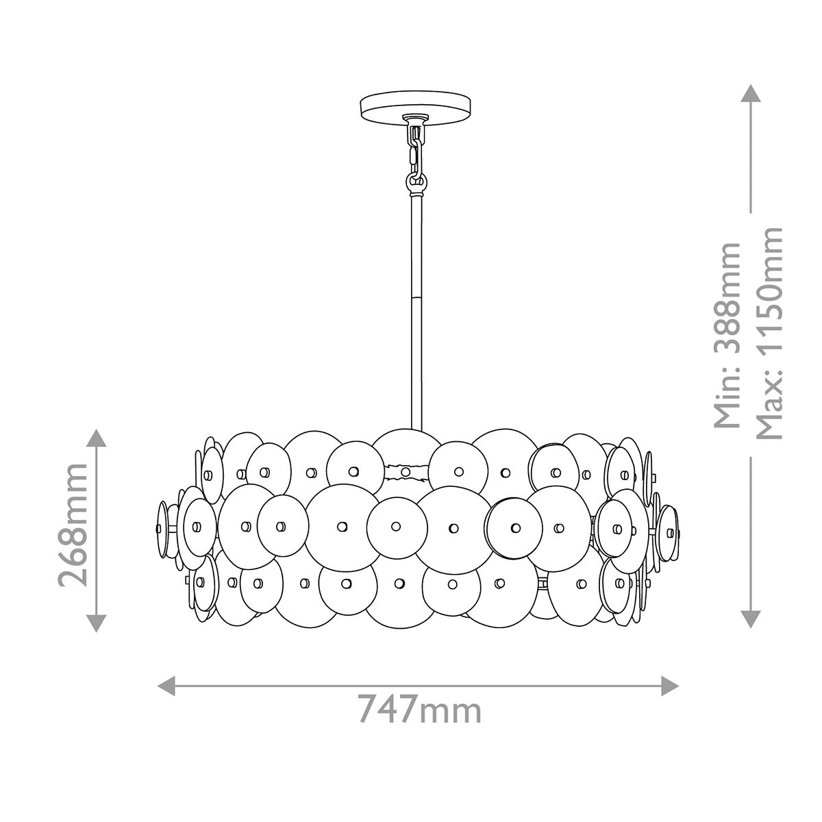 Quintiesse Rene 6 Light Drum Chandelier - Distressed Brass