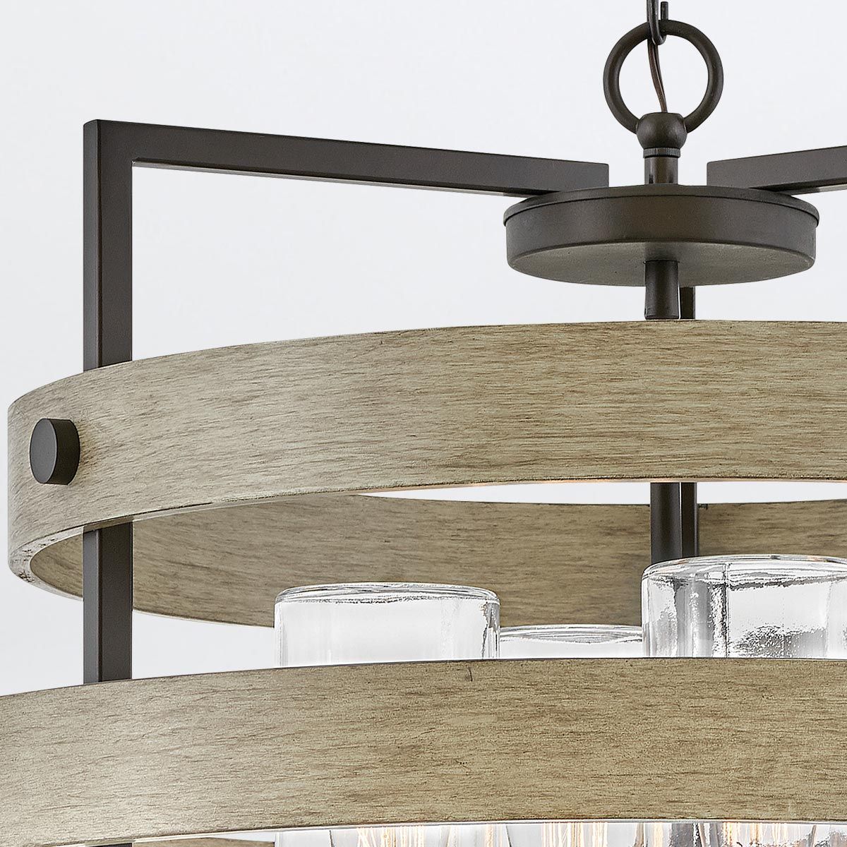 Quintiesse Riverwood4 4 Light Chandelier - Warm Bronze with Warm Ash accents