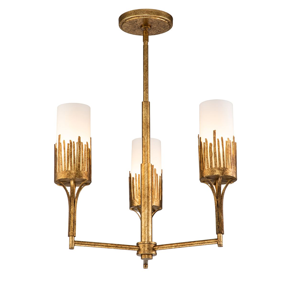 Quintiesse Sawgrass 3 Light Chandelier - Gold Leaf with Antique Glaze