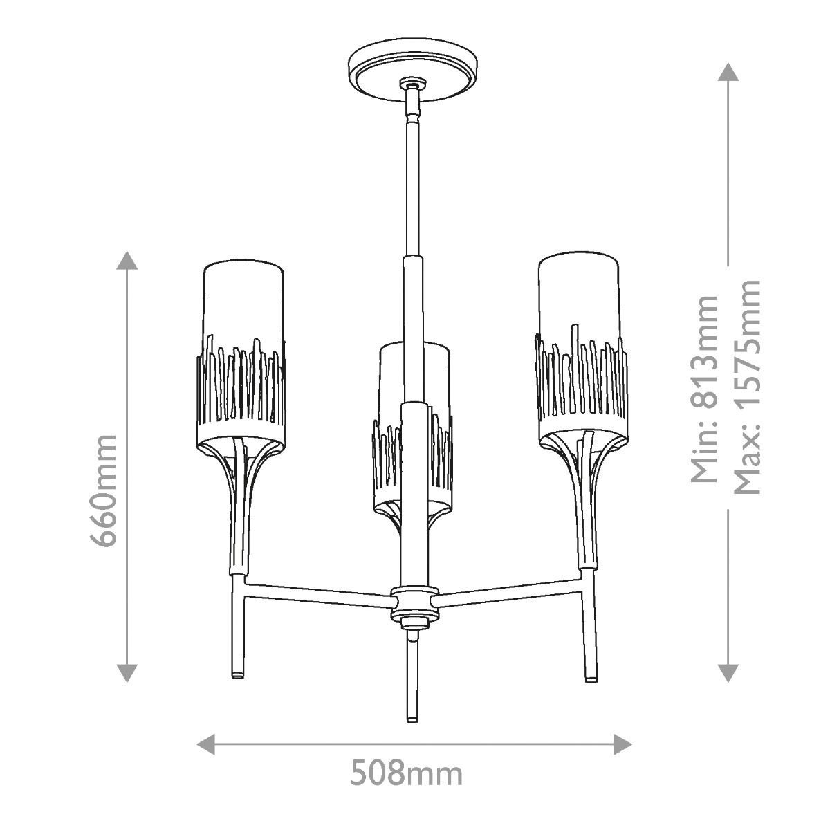 Quintiesse Sawgrass 3 Light Chandelier - Gold Leaf with Antique Glaze
