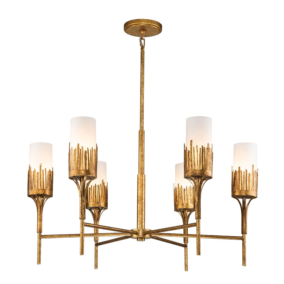 Quintiesse Sawgrass 6 Light Chandelier - Gold Leaf with Antique Glaze